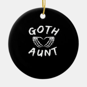 Goth Aunt Punk Skeleton Heart Hands Gothic Design Ceramic Tree Decoration