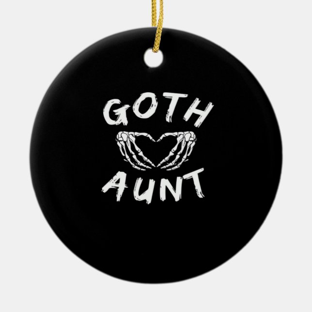 Goth Aunt Punk Skeleton Heart Hands Gothic Design Ceramic Tree Decoration (Front)