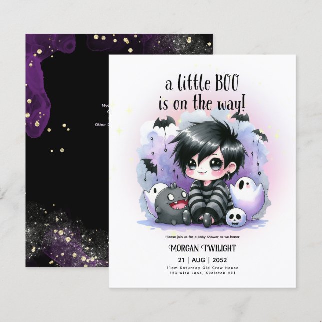 Goth Baby Boy Ghost Little Boo on the Way (Front/Back)