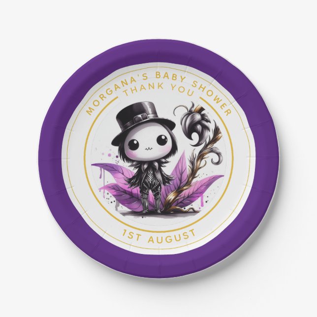 Goth Baby Boy or Girl Shower Thank You  Paper Plate (Front)