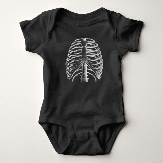 Goth Baby Clothes - Goth Punk Skeleton Ribcage Bodysuit (Front)