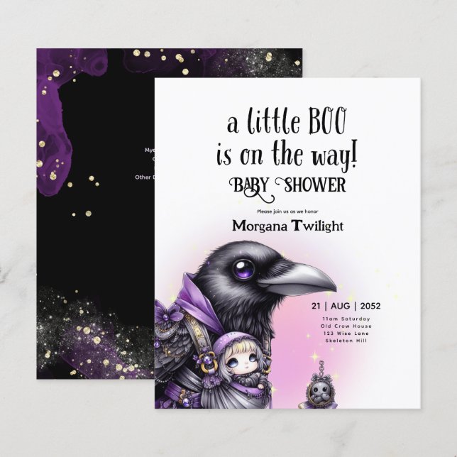 Goth Baby Girl Delivered by Crow Boo on the Way (Front/Back)