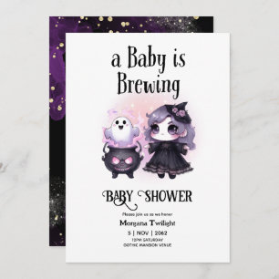 Goth Baby Girl is Brewing Witch Ghost Couldron Invitation