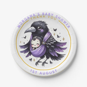 Goth Baby Girl Shower Bat Vampire Thank You  Paper Plate