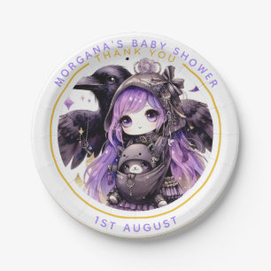 Goth Baby Girl Shower Bat Vampire Thank You  Paper Plate