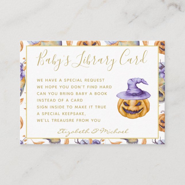 Goth Baby Library Book Request Pumpkins Halloween Enclosure Card (Front)