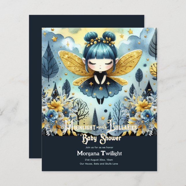 Goth Baby Shower Cute Girl Moonlight Lullabies (Front/Back)