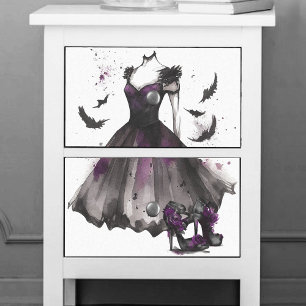 Goth Bat Fashion   Purple Grey Dress High Heels Tissue Paper