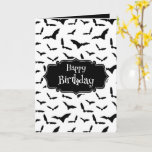 Goth Bats Happy Birthday Card<br><div class="desc">Black and white Gothic themed birthday card with flying bats across the front. All text on the front and inside is fully editable to add your own names and messages</div>