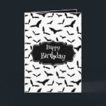 Goth Bats Happy Birthday Card<br><div class="desc">Black and white Gothic themed birthday card with flying bats across the front. All text on the front and inside is fully editable to add your own names and messages</div>