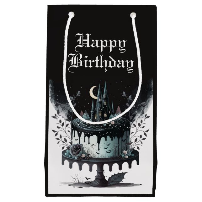 Goth Birthday Gift Bag - Castle Birthday Cake (Front)