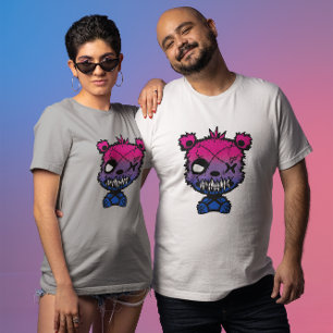 Goth Bisexual Pride Flag Coloured Bear T-Shirt