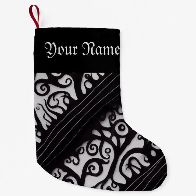 Goth Black and White Christmas Stocking (Front)