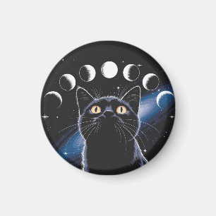 Goth Black Cat, Goth Gift, Witching Hour Black Cat Magnet