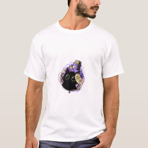 Goth Black Cat Shirt Halloween Cat Evil Witch Cat