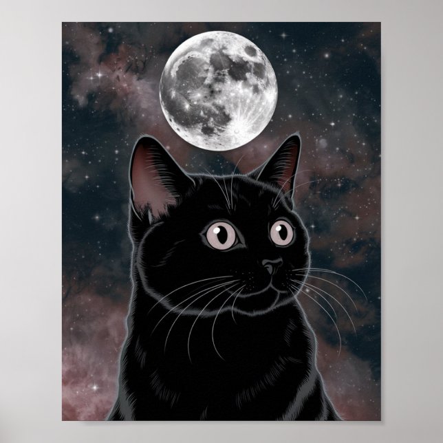 Goth Black Cat, Witching Hour Black Cat Poster (Front)