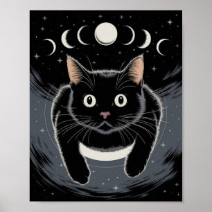 Goth Black Cat, Witching Hour Black Cat Poster