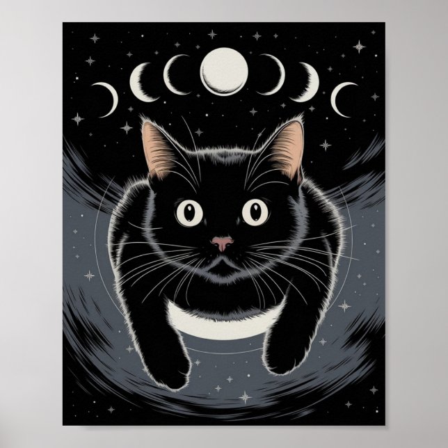 Goth Black Cat, Witching Hour Black Cat Poster (Front)
