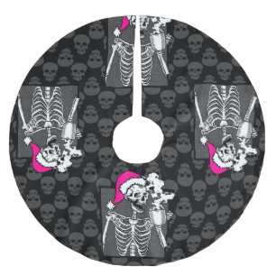 goth black christmas skull coffee skeleton pink brushed polyester tree skirt