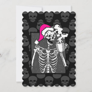 goth black christmas skull coffee skeleton pink invitation