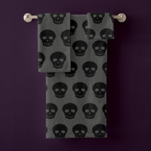 Goth Black Grey Skull Pattern