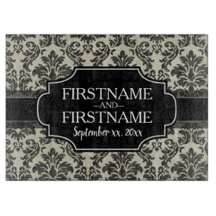 Goth Black Lace and Parchment Wedding Anniversary Cutting Board