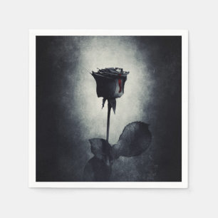 Goth Black Rose Dripping Blood Macabre Napkin