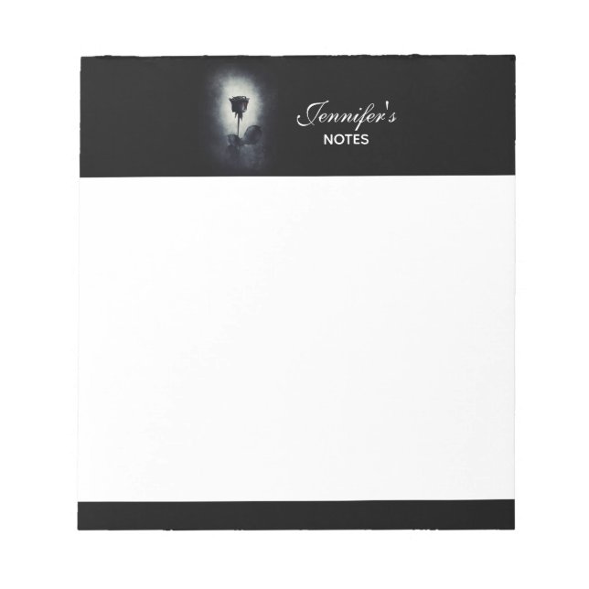 Goth Black Rose Dripping Blood Macabre Notepad (Front)