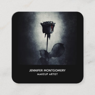 Goth Black Rose Dripping Blood Macabre Square Business Card