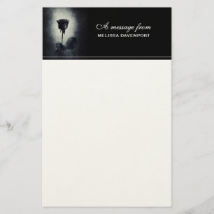 Goth Black Rose Dripping Blood Macabre Stationery