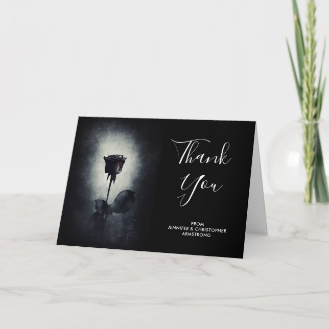 Goth Black Rose Dripping Blood Macabre Wedding Card (Front)