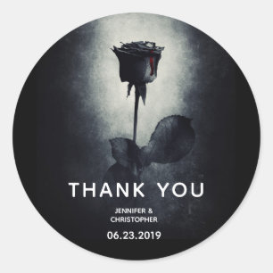 Goth Black Rose Dripping Blood Macabre Wedding Classic Round Sticker