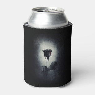 Goth Black Rose Dripping Blood on Black Grunge Can Cooler