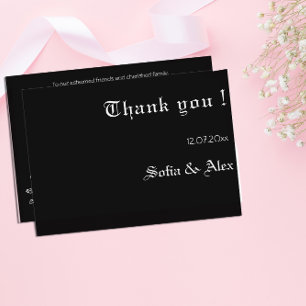 Goth black typoghraphy wedding save the date  thank you card
