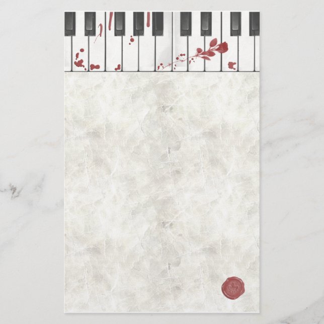 Goth Bloodstained Piano Stationery (Front)