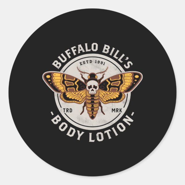 Goth Body Lotion Deaths Head Moth Distressed Horro Classic Round Sticker (Front)