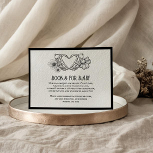 Goth Books for Baby Shower Skull & Flowers Enclosure Card