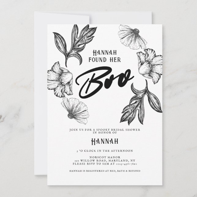 Goth Bridal Shower Tattoo Flowers  Invitation (Front)