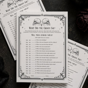 Goth Bridal Shower What Did He Say Game Card