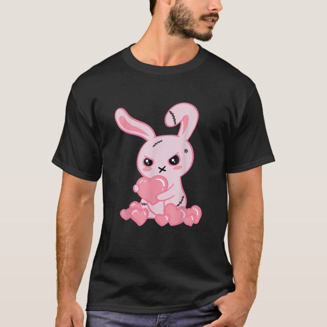 Goth Bunny Cute Creepy Emo Clothes Kawaii Bunny T-Shirt (Front)
