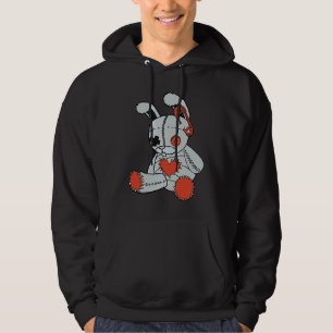 Goth Bunny Cute Gothic Bunny Red Heart Halloween C Hoodie