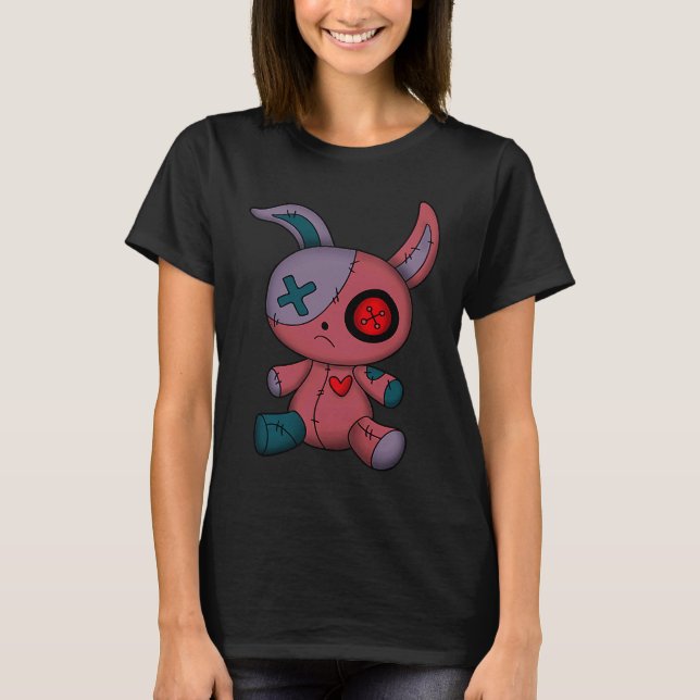 Goth Bunny Cute Gothic Teen Creepy Voodoo doll Gir T-Shirt (Front)