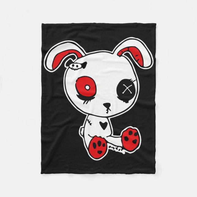 Goth Bunny Lazy Halloween Costume Scary Gothic  Fleece Blanket (Front)
