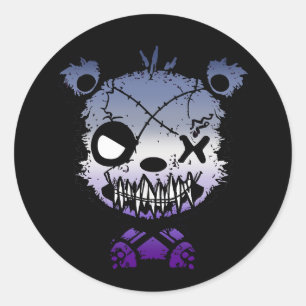 Goth Butch Lesbian Pride Flag Coloured Bear Classic Round Sticker