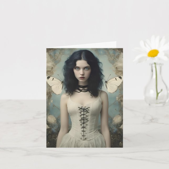 Goth Butterfly Woman, All Occasions Card (Small Plant)