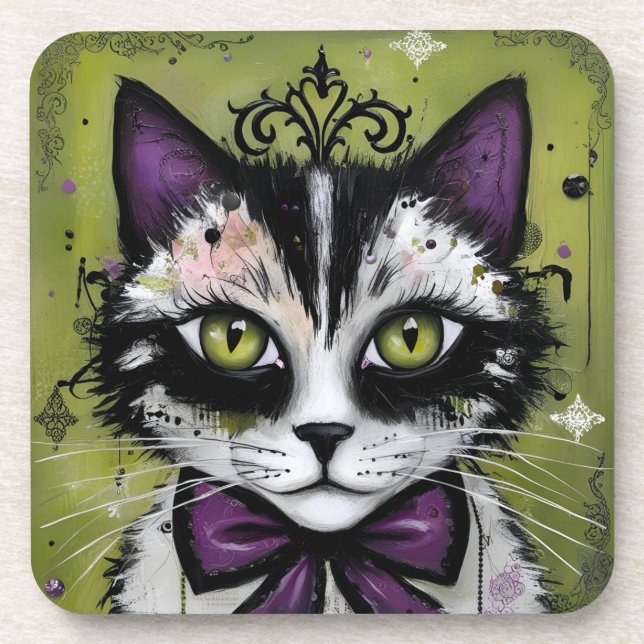 Goth Cat Coaster (Front)