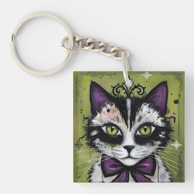 Goth Cat Key Ring (Front)
