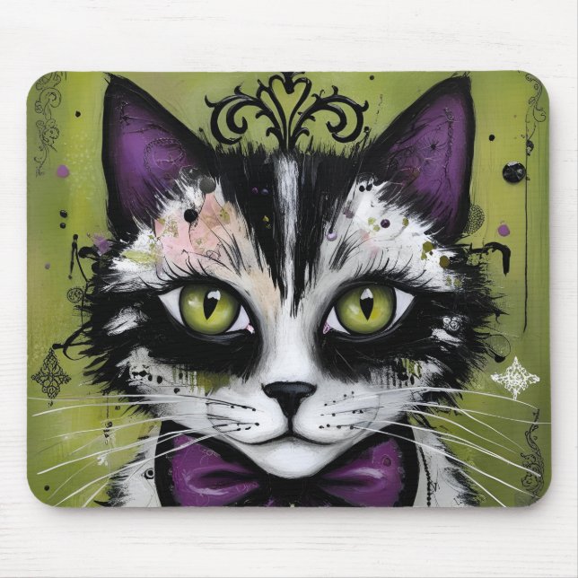 Goth Cat Mouse Mat (Front)