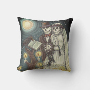 Goth Cemetery SKELETON WEDDING THROW PILLOW