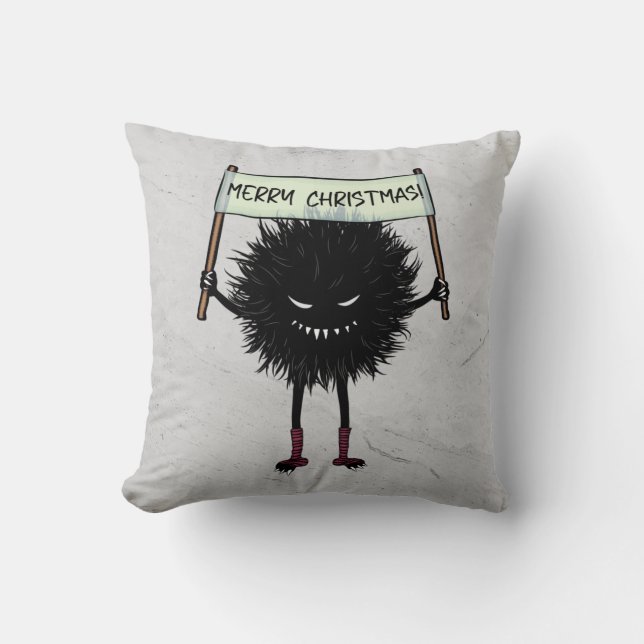 Goth Christmas Character Evil Bug Cushion (Front)
